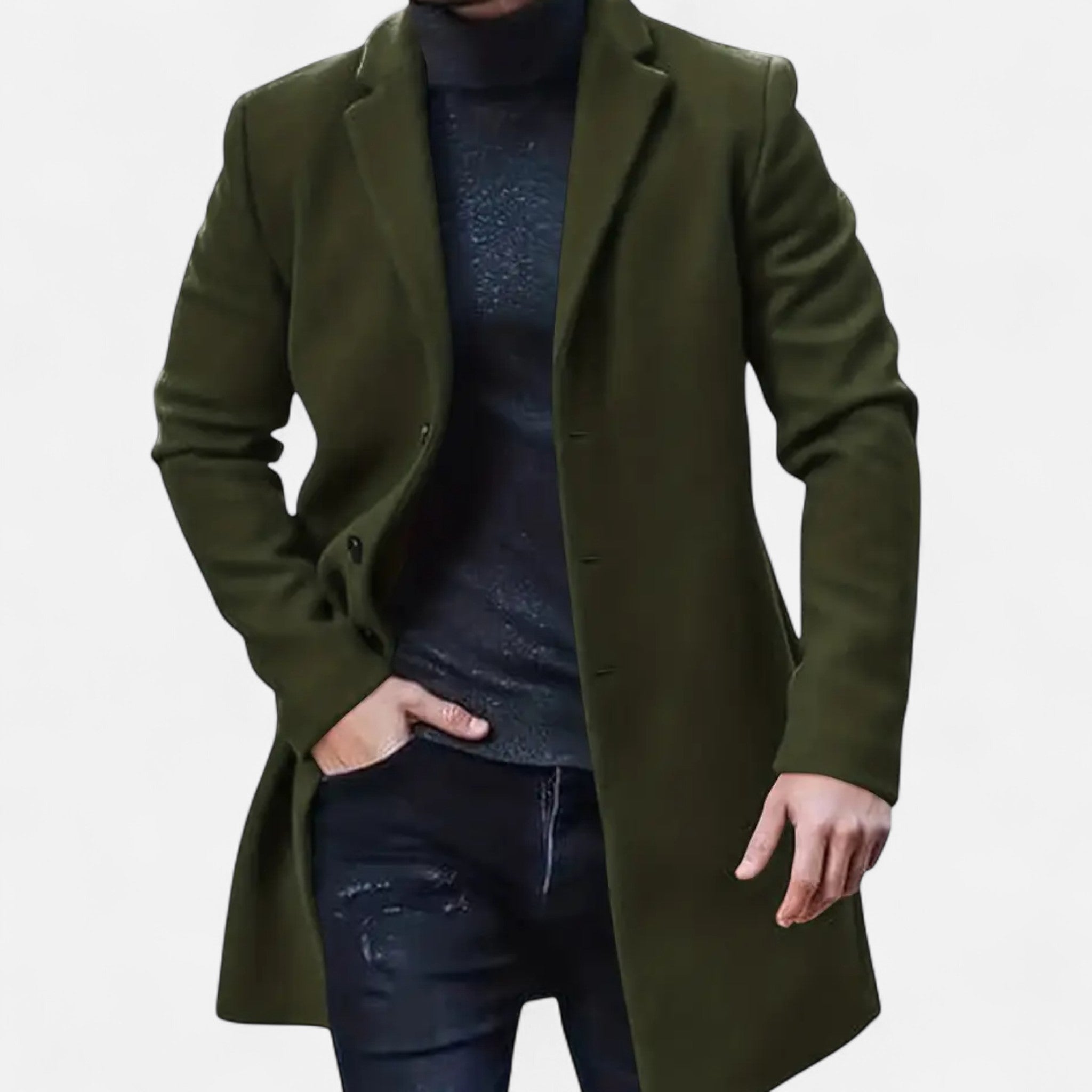 Rolezo | Men’s Single Breasted Midi Coat – Subtle Structure, Enduring Elegance