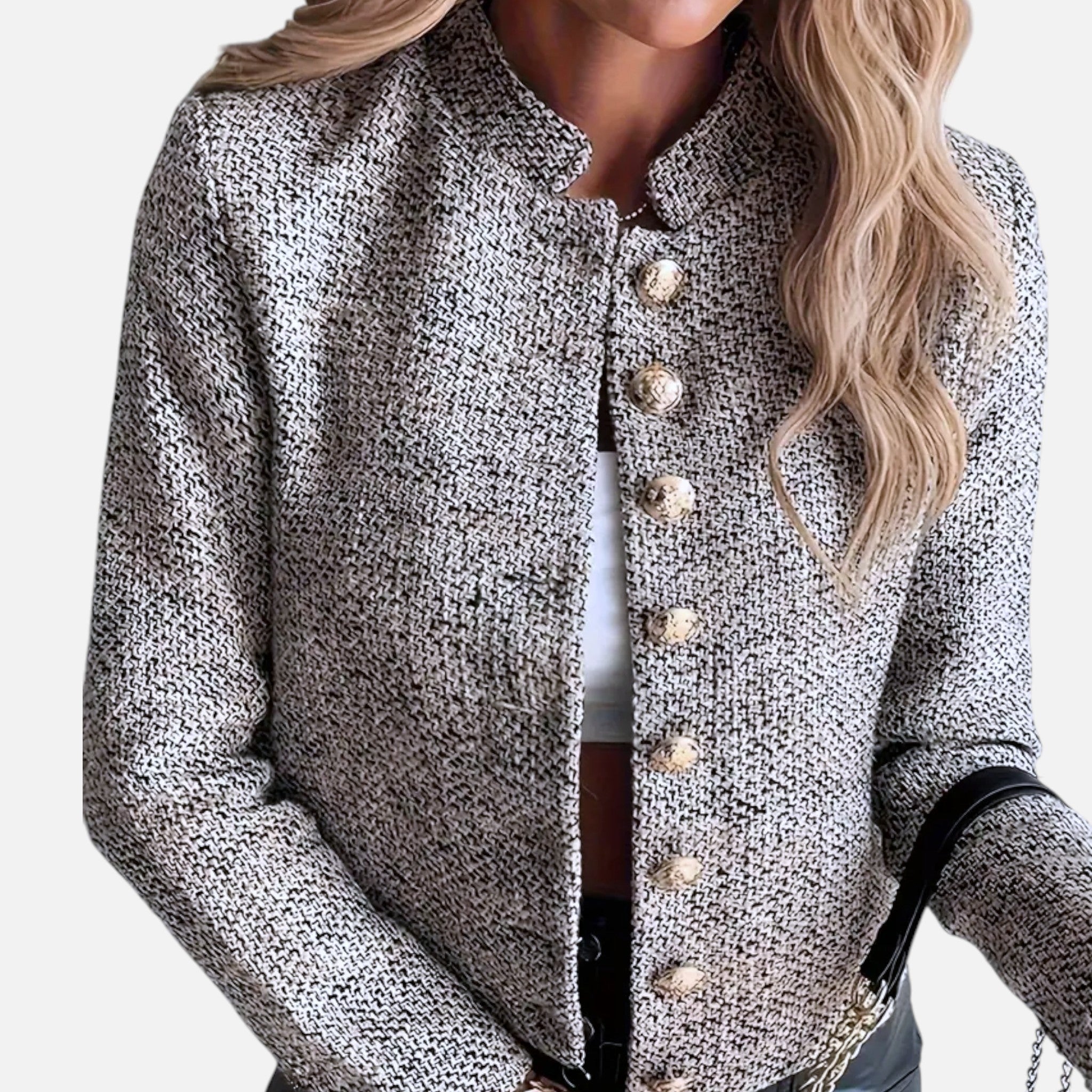 Rolezo | Women’s Chic Tweed Blazer – Timeless Structure, Effortless Grace