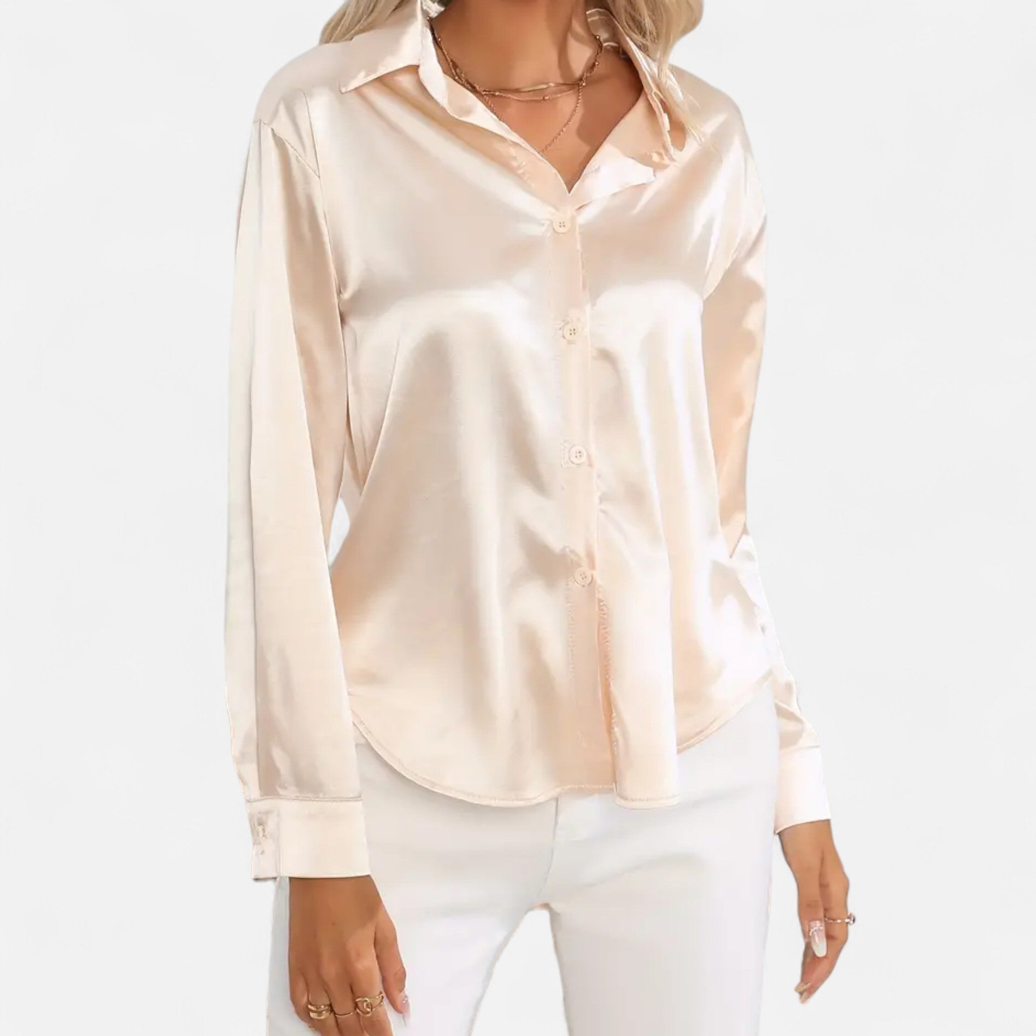 Rolezo | Women’s Satin Long Sleeve Blouse – Subtle Lustre, Enduring Grace