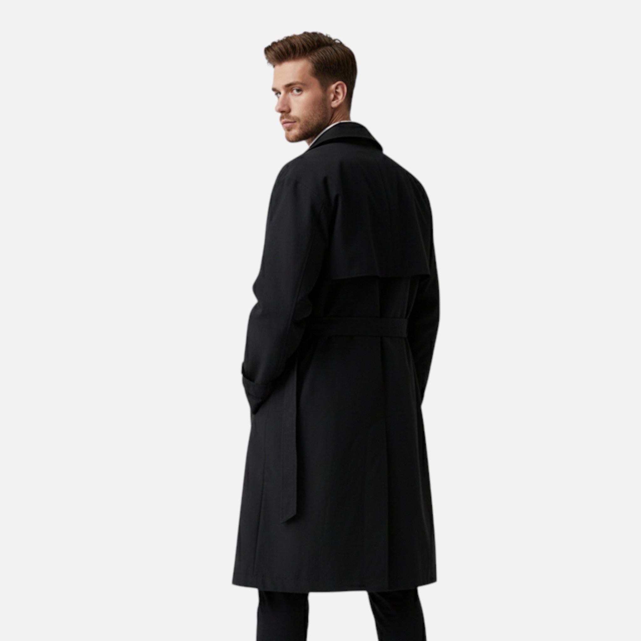 Rolezo | Men’s Loose Long Trench Coat – Effortless Drape, Timeless Presence