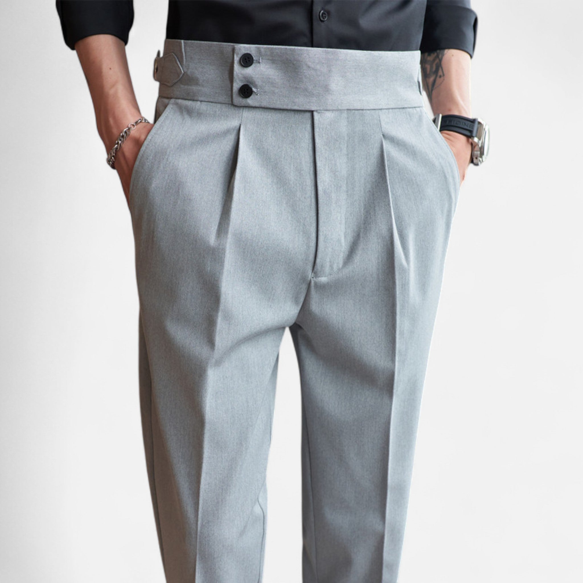 Rolezo | Men’s High Waist Trousers – Timeless Elegance with Modern Ease