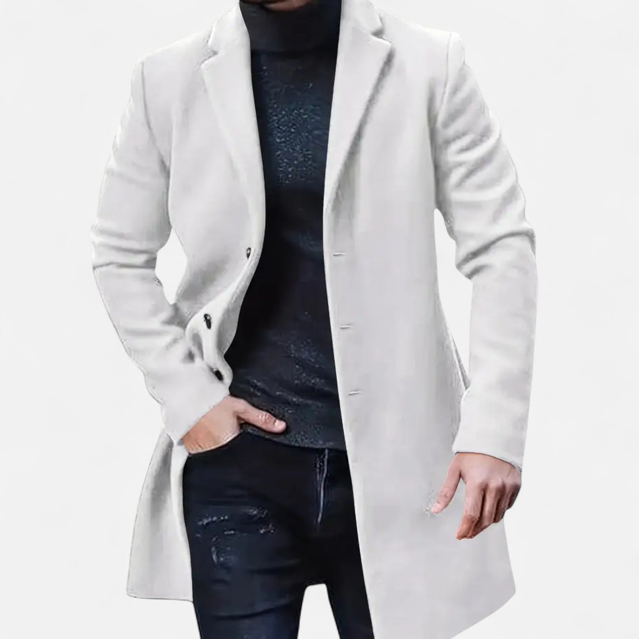 Rolezo | Men’s Single Breasted Midi Coat – Subtle Structure, Enduring Elegance