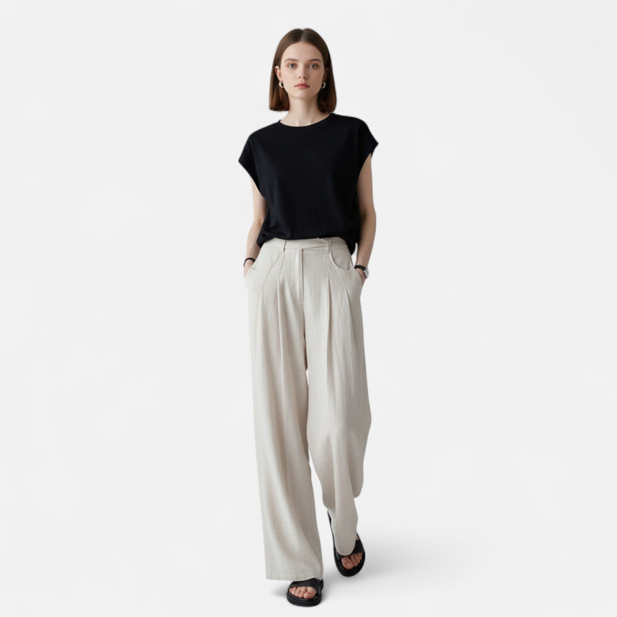 Rolezo | Women’s High Waist Pleated Trousers – Poised, Polished, Effortlessly Refined