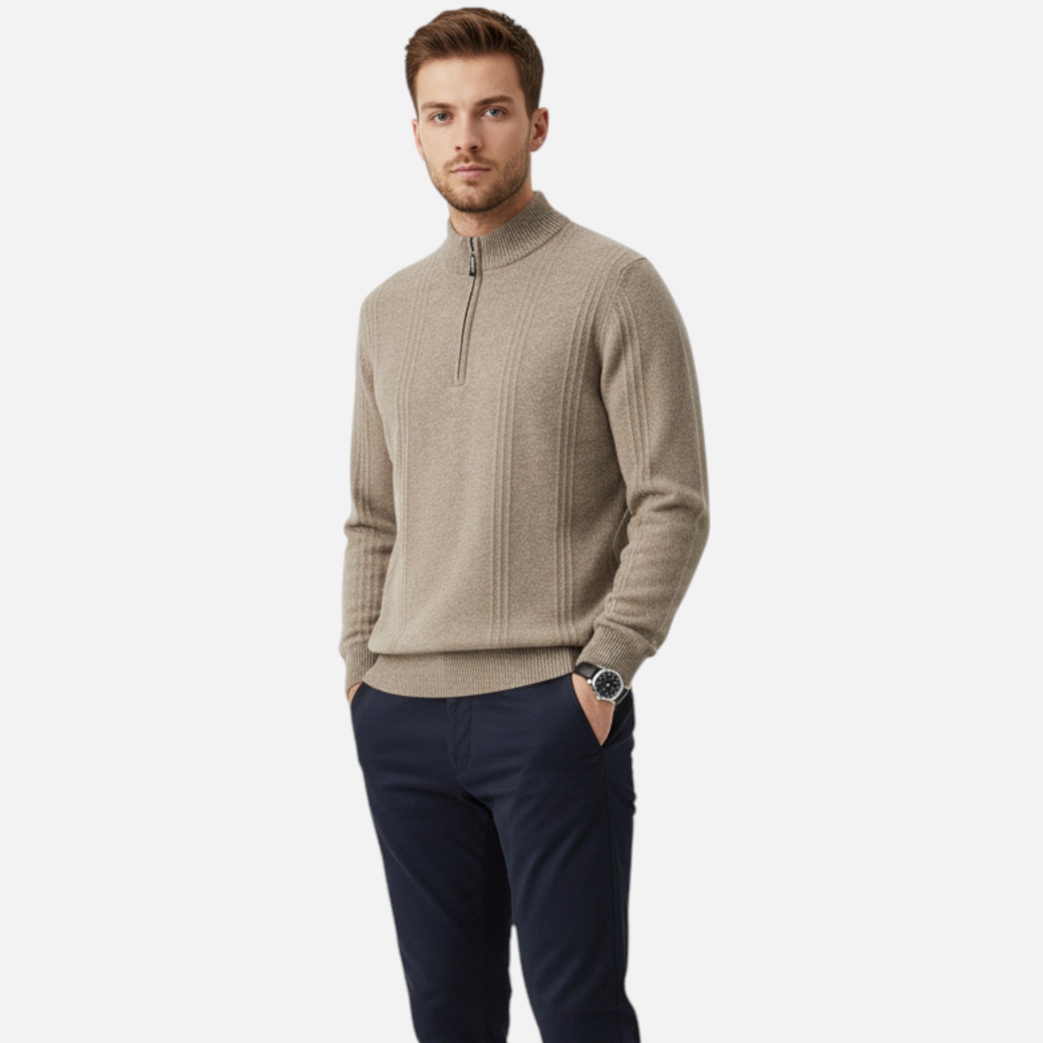 Rolezo | Men’s Cashmere Half Zip Jumper– Effortless Luxury