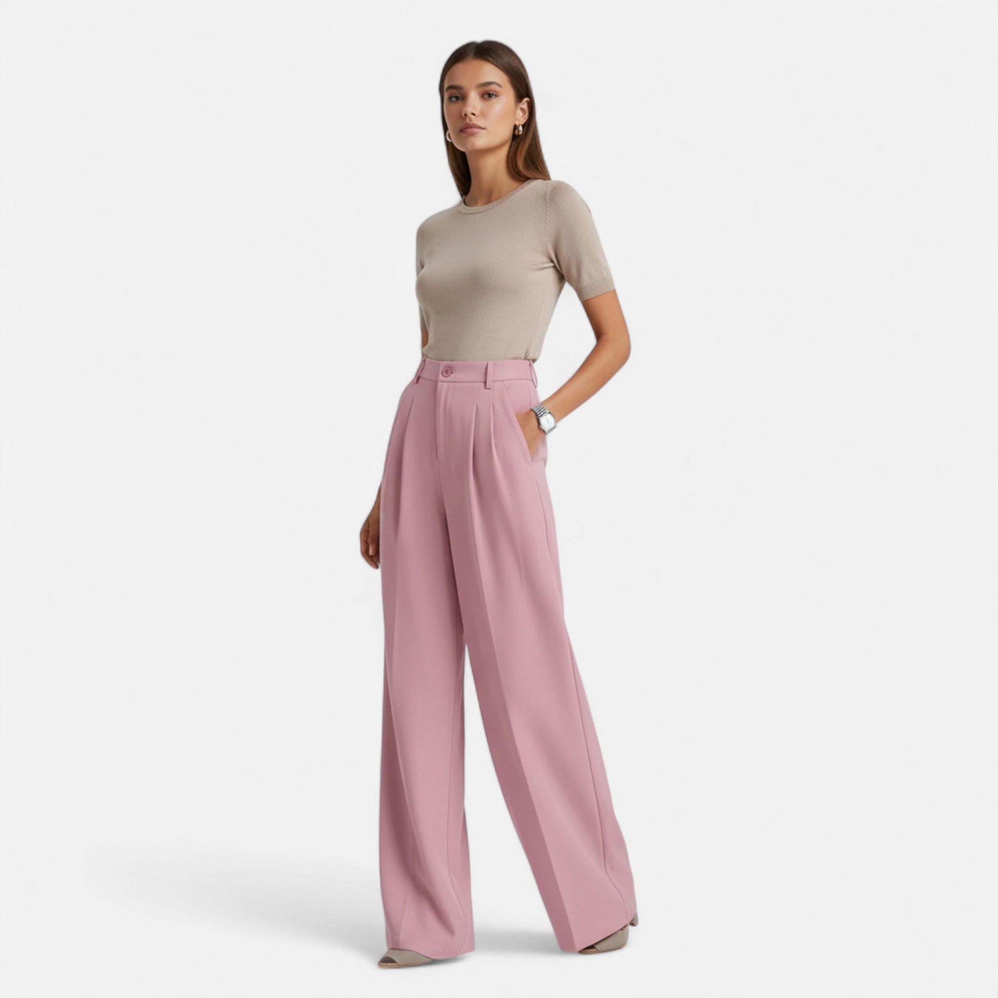 Rolezo | Women’s Pleated Long Trousers – Refined Simplicity, Timeless Allure