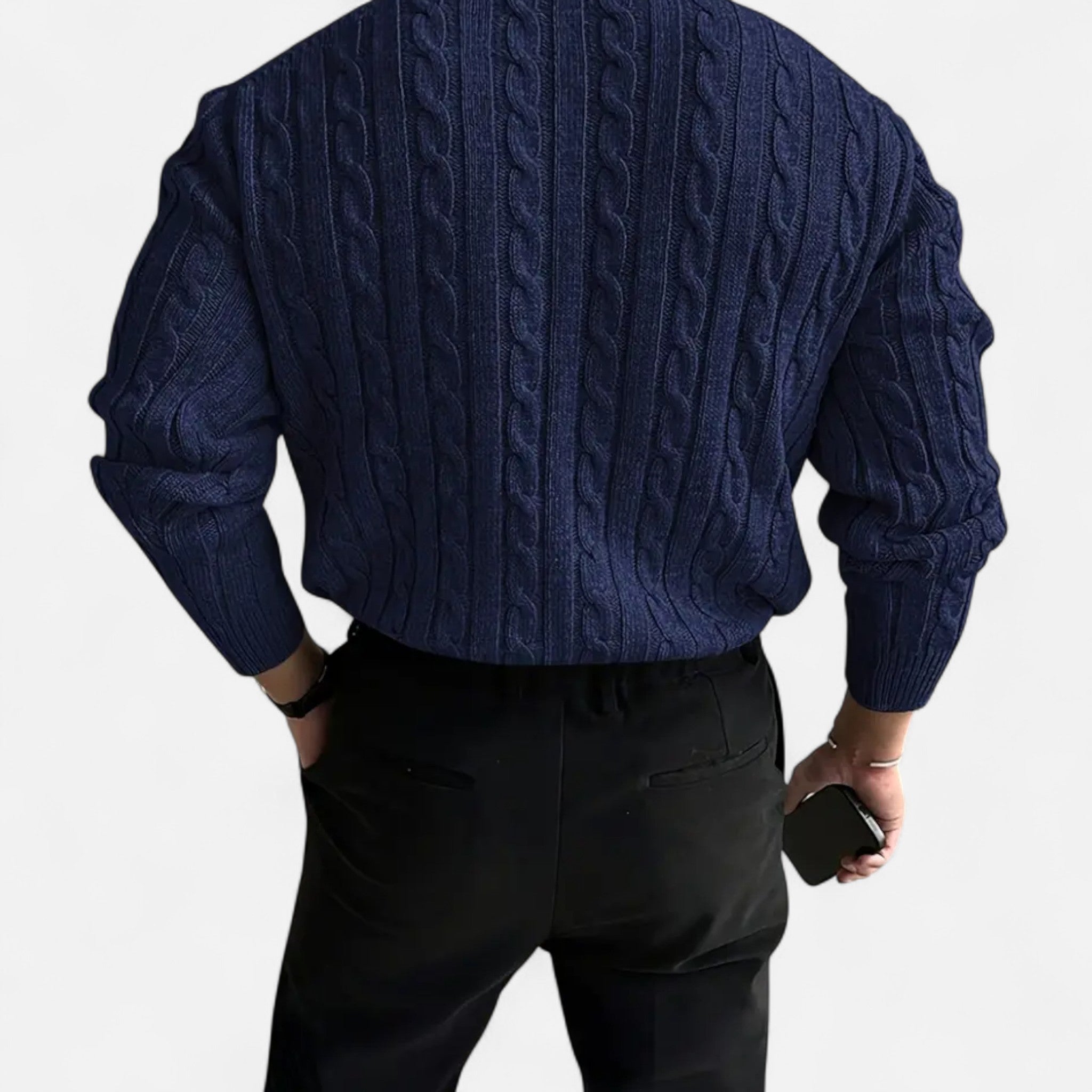 Rolezo | Men’s Round Neck Cable Knit Jumper – Heritage Comfort