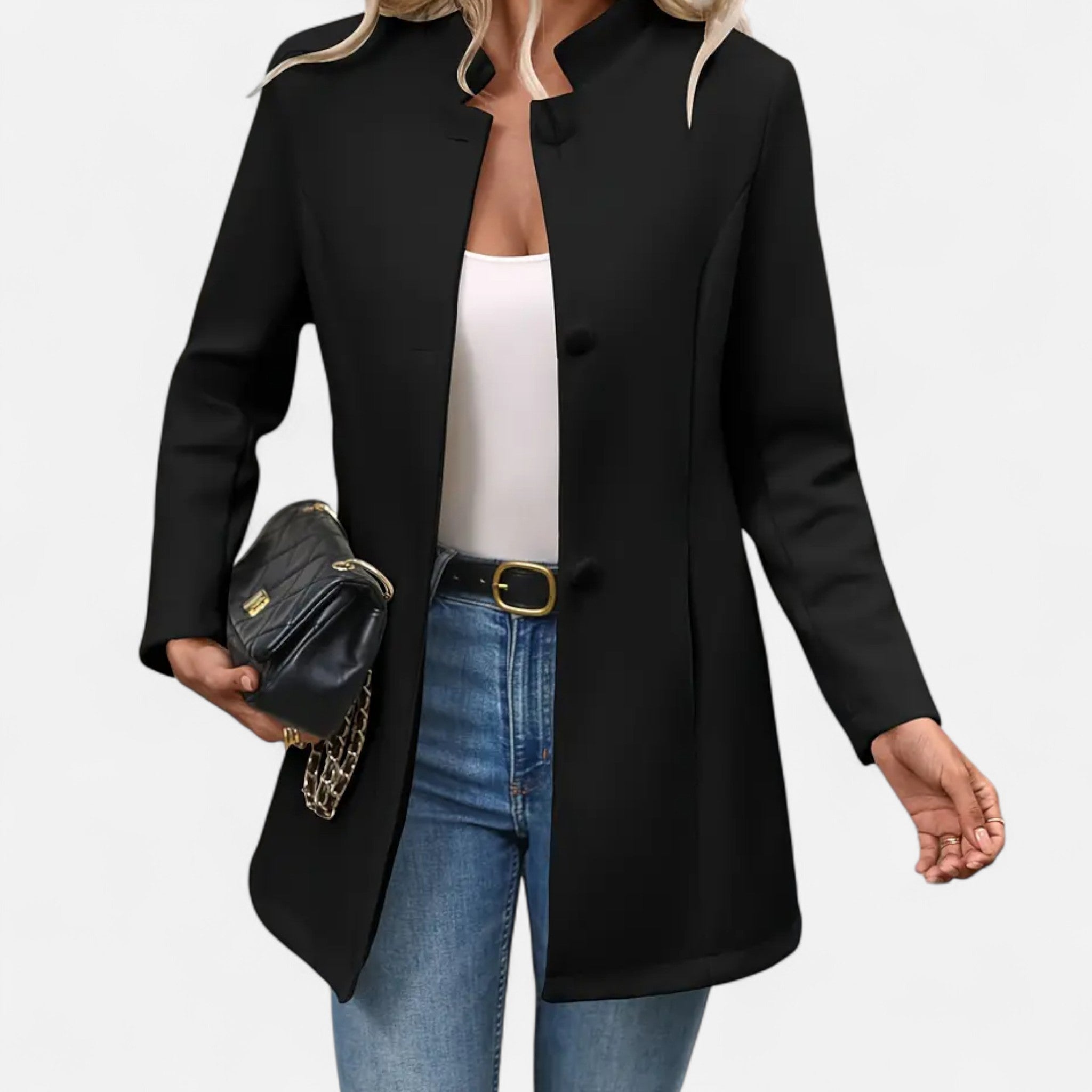 Rolezo | Women’s Long Single-Breasted Jacket – Timeless Elegance