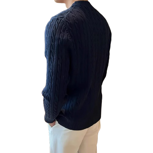Rolezo | Men’s Round Neck Cable Knit Jumper – Heritage Comfort