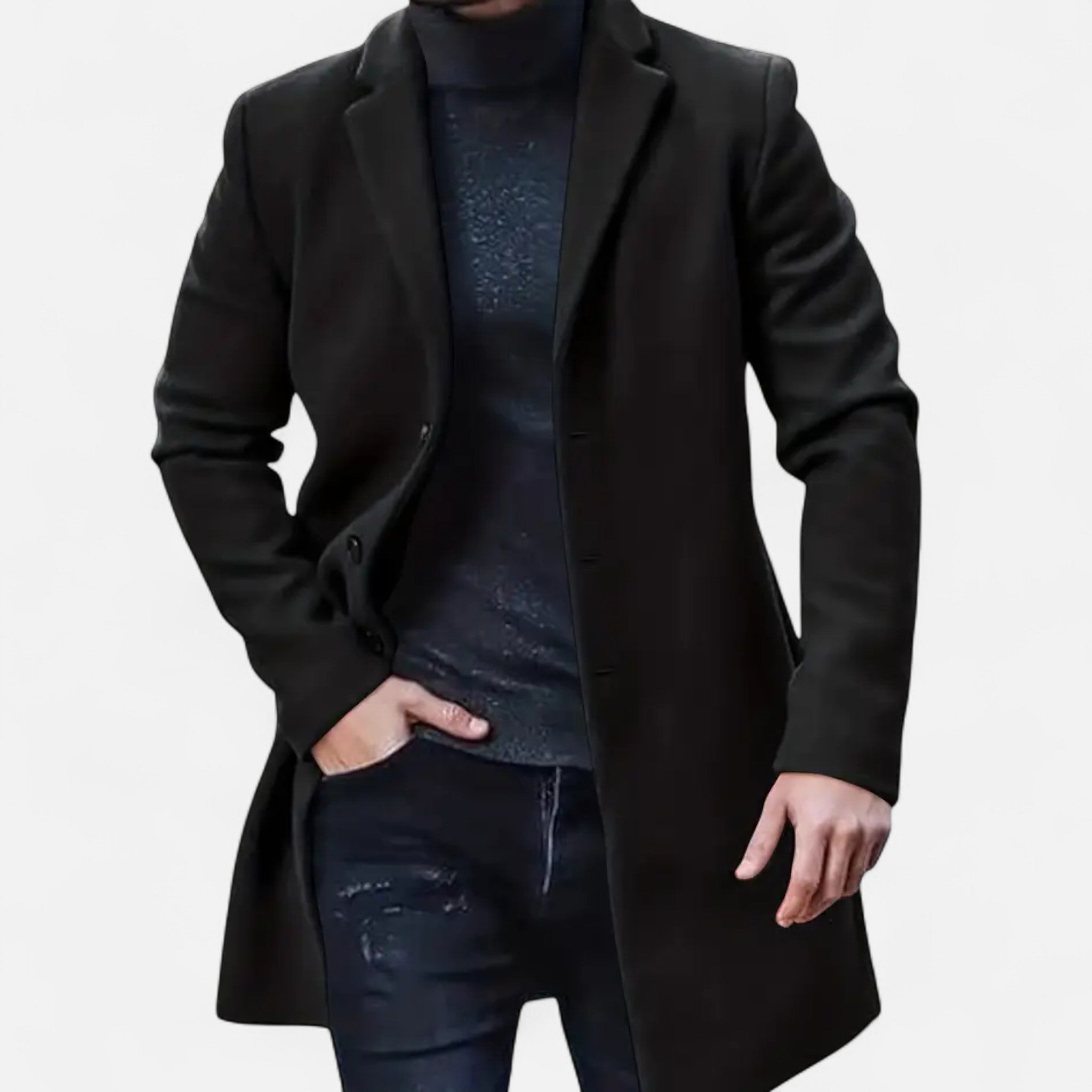 Rolezo | Men’s Single Breasted Midi Coat – Subtle Structure, Enduring Elegance