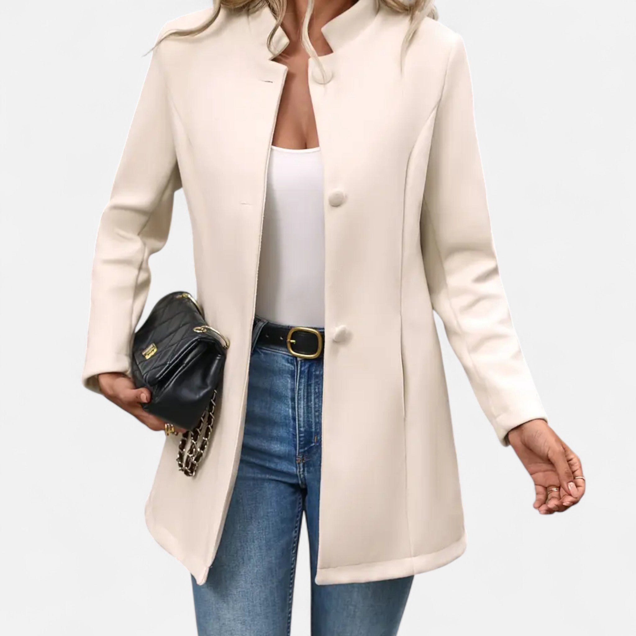 Rolezo | Women’s Long Single-Breasted Jacket – Timeless Elegance