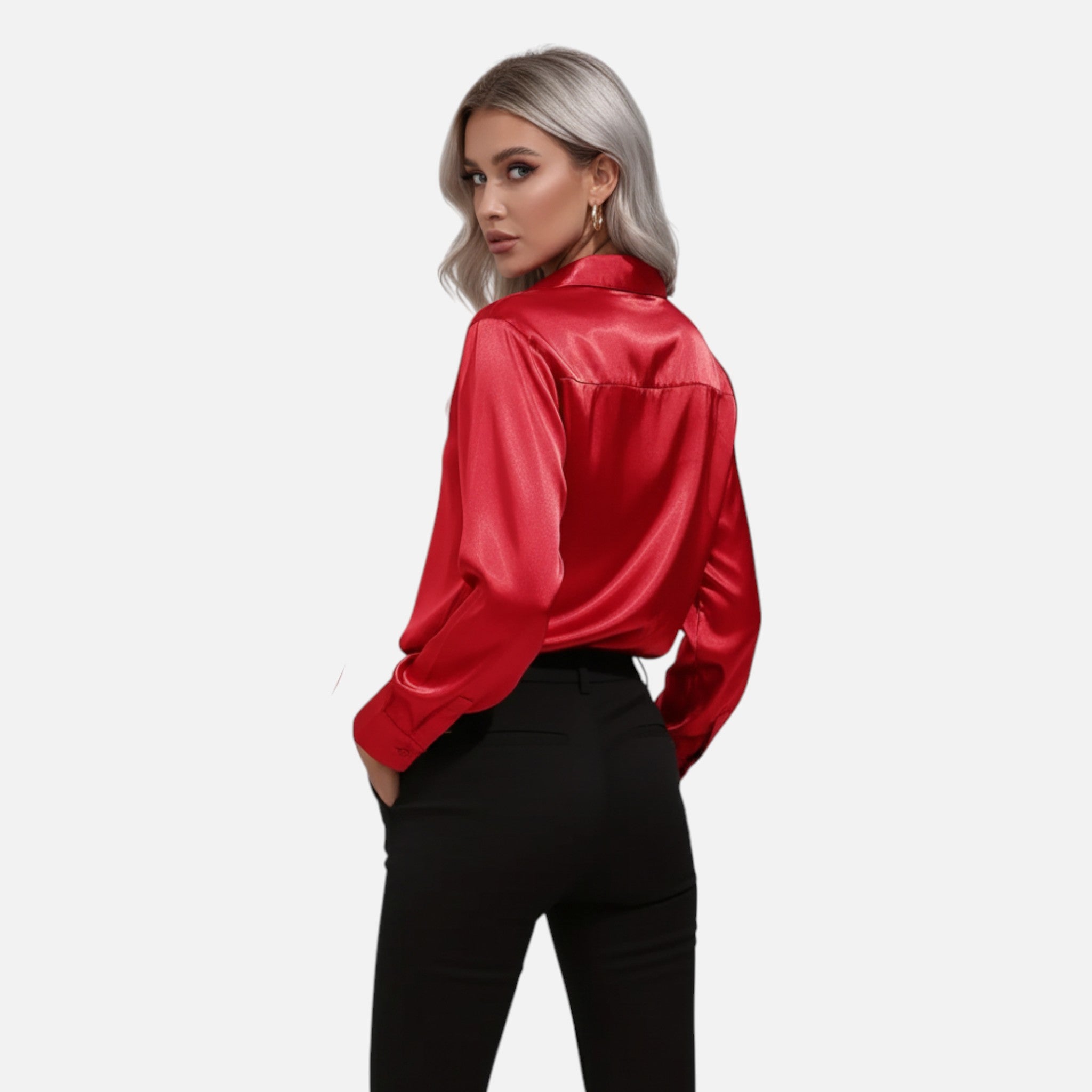 Rolezo | Women’s Satin Long Sleeve Blouse – Subtle Lustre, Enduring Grace