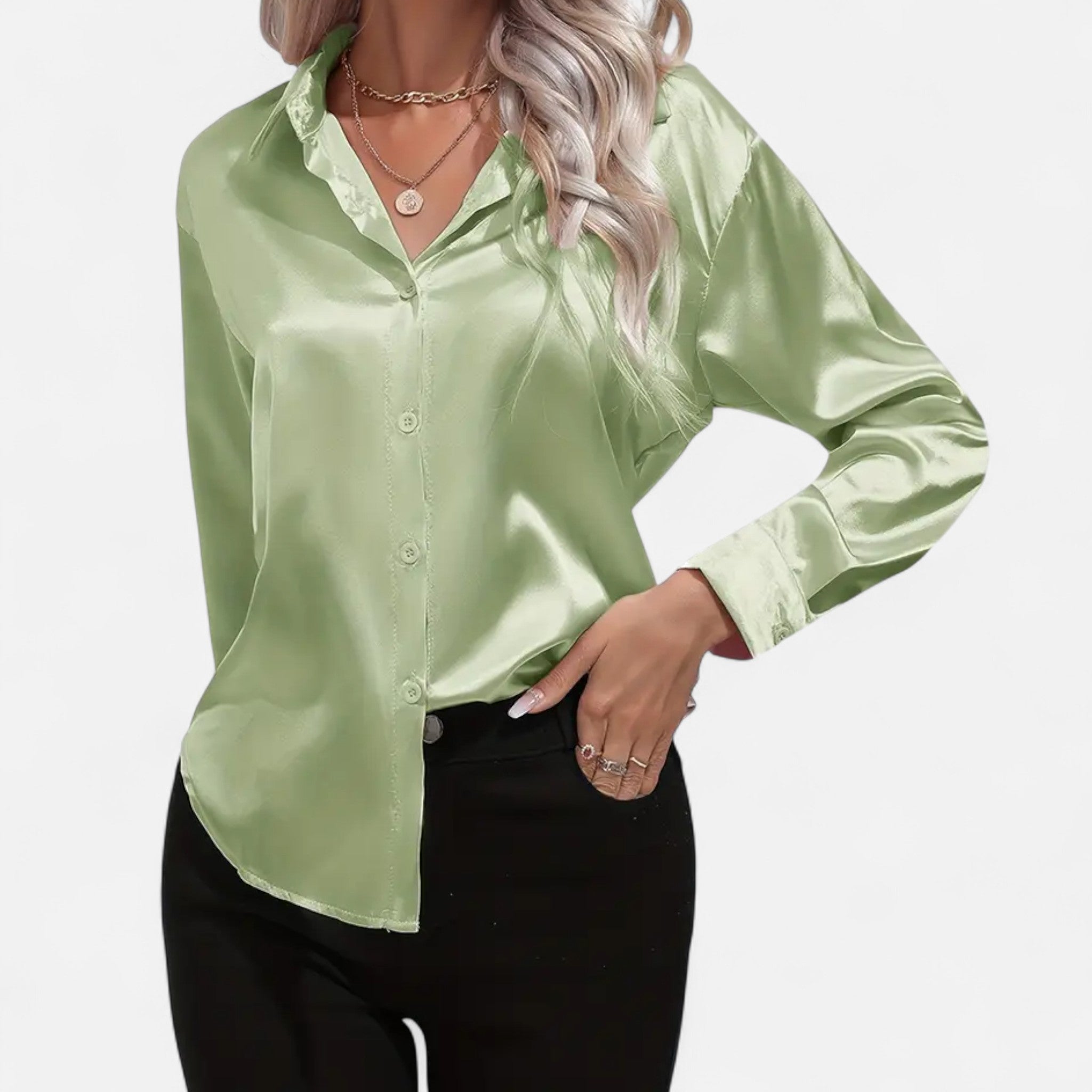 Rolezo | Women’s Satin Long Sleeve Blouse – Subtle Lustre, Enduring Grace