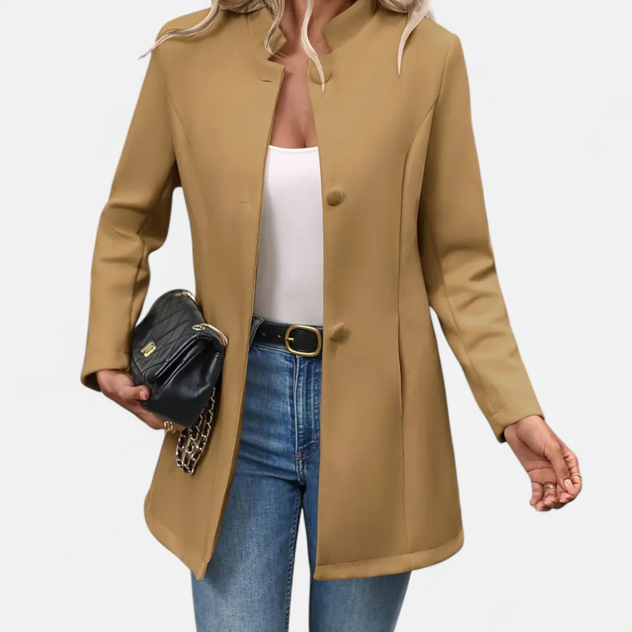Rolezo | Women’s Long Single-Breasted Jacket – Timeless Elegance