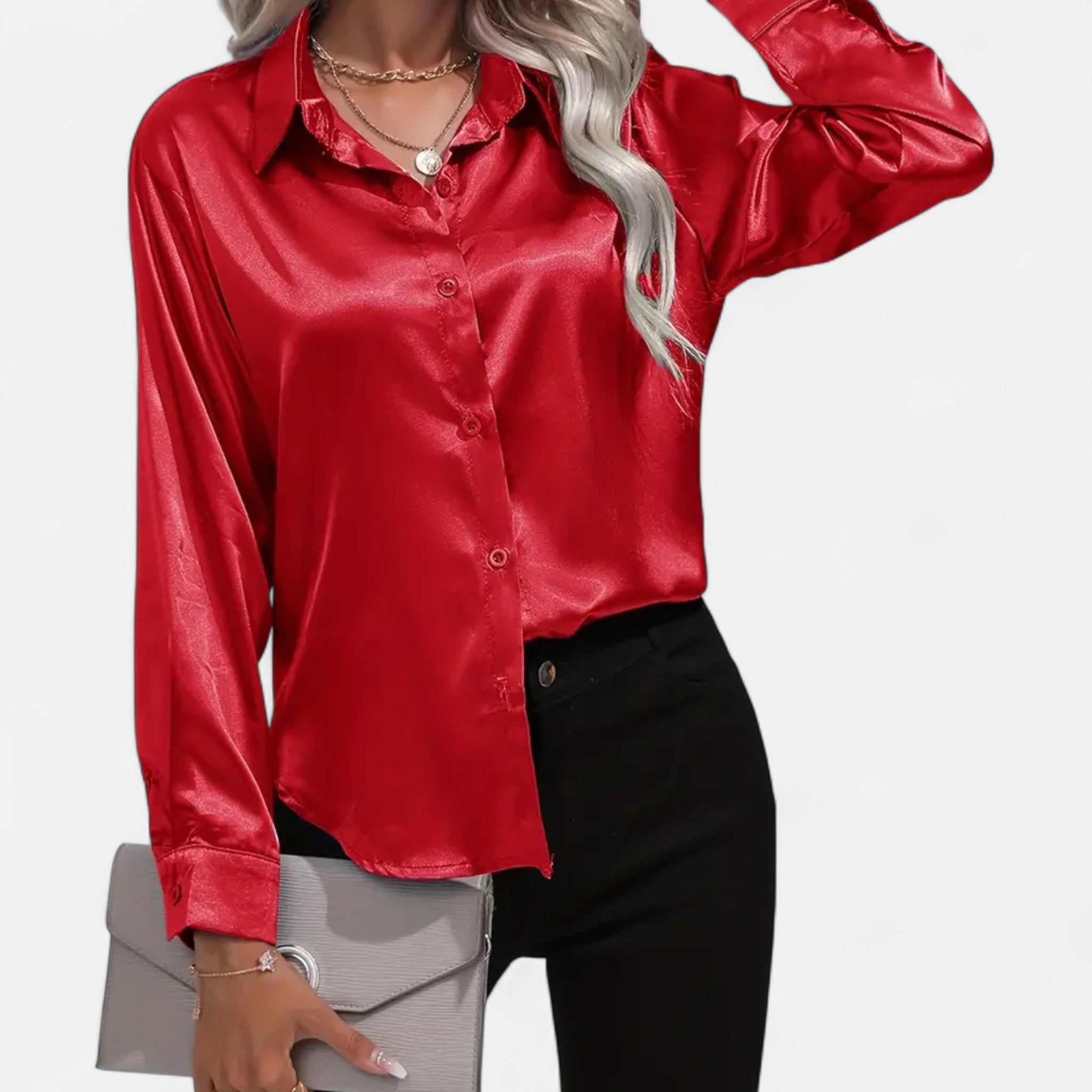 Rolezo | Women’s Satin Long Sleeve Blouse – Subtle Lustre, Enduring Grace