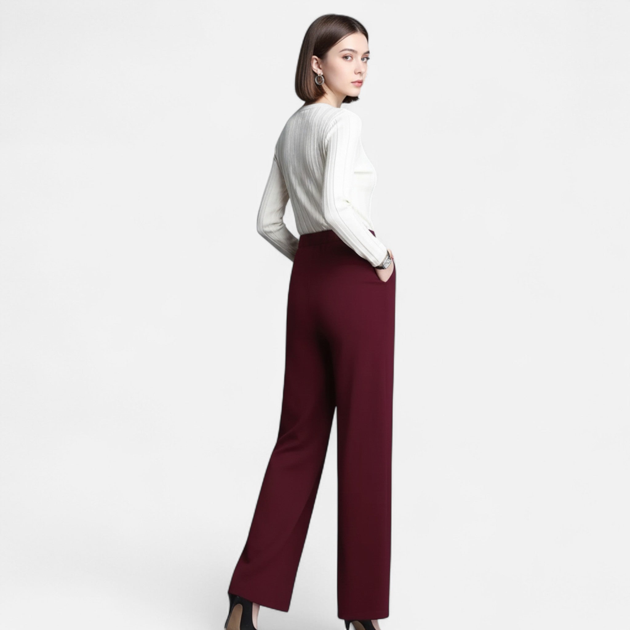 Rolezo | Women’s High Waist Stretch Trousers – Effortless Grace with Modern Comfort