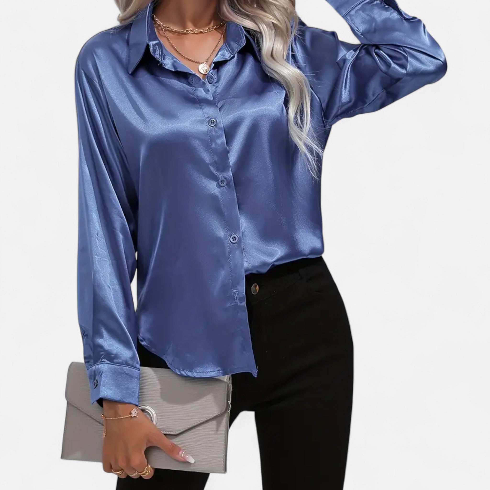 Rolezo | Women’s Satin Long Sleeve Blouse – Subtle Lustre, Enduring Grace
