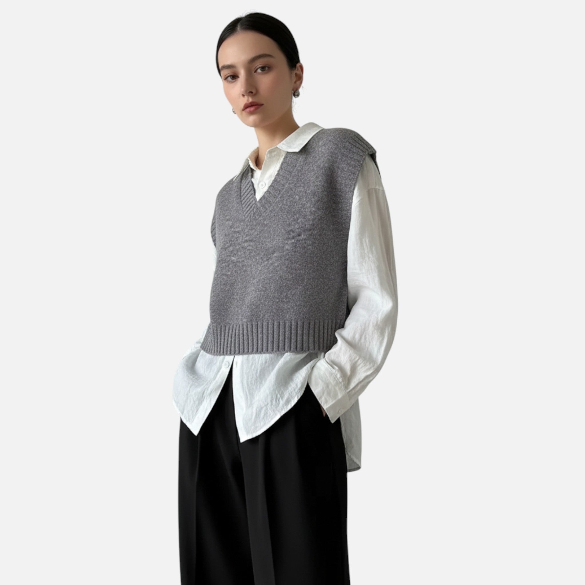 Rolezo | Women’s Sleeveless V-Neck Jumper – Refined Layers of Elegance