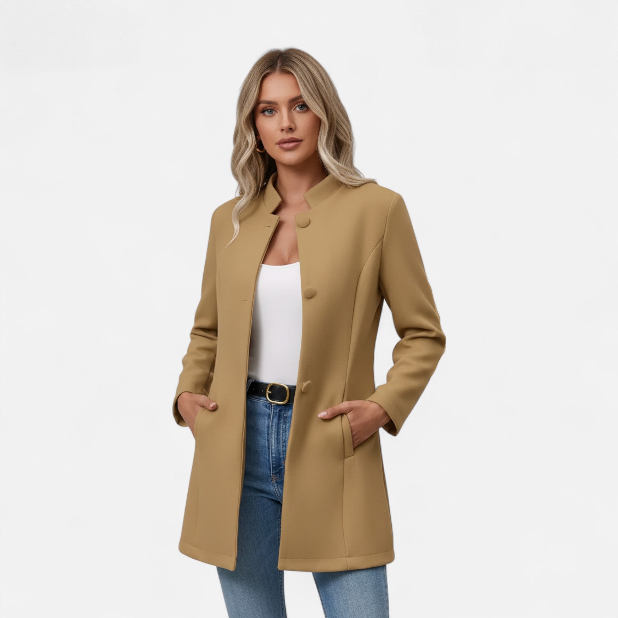 Rolezo | Women’s Long Single-Breasted Jacket – Timeless Elegance