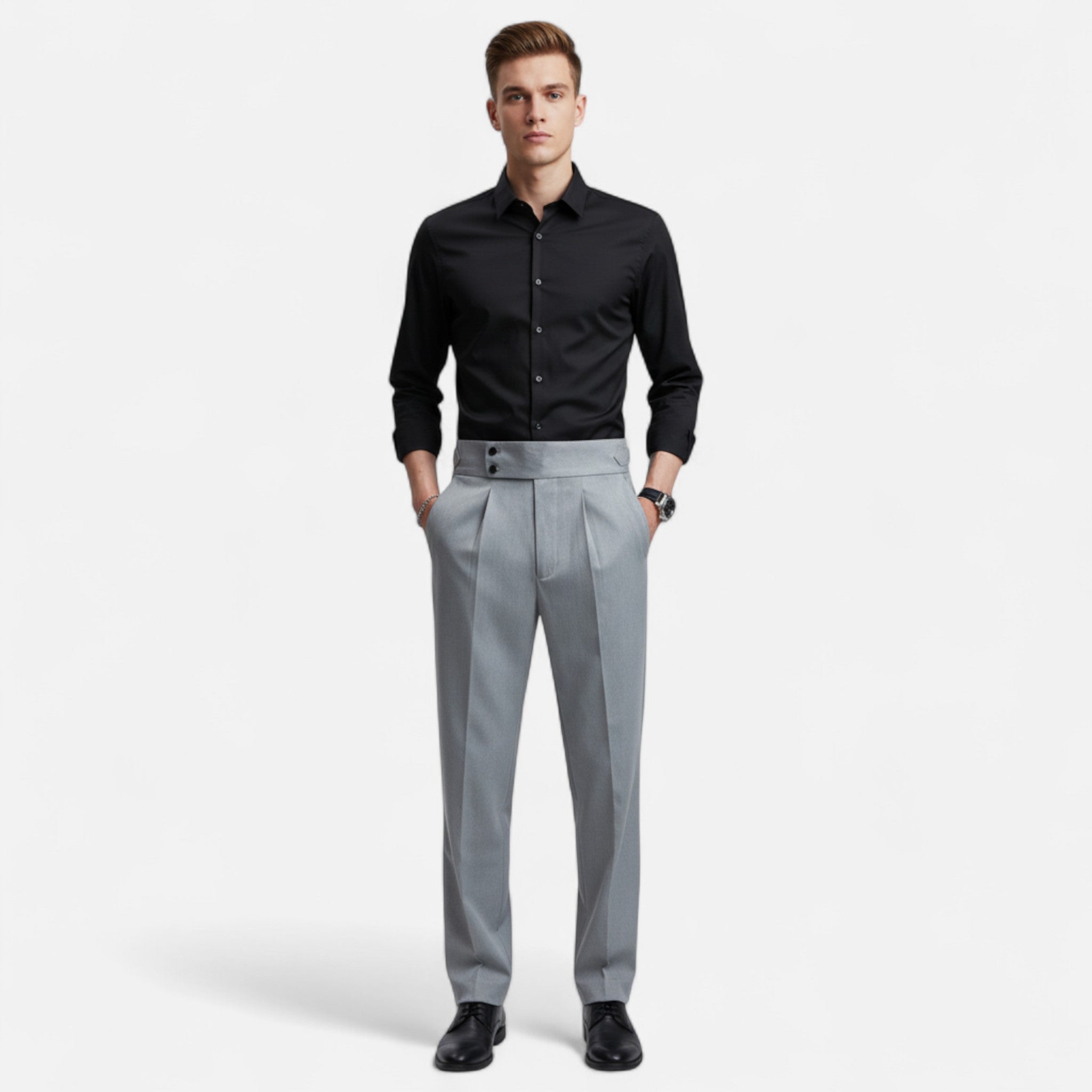Rolezo | Men’s High Waist Trousers – Timeless Elegance with Modern Ease