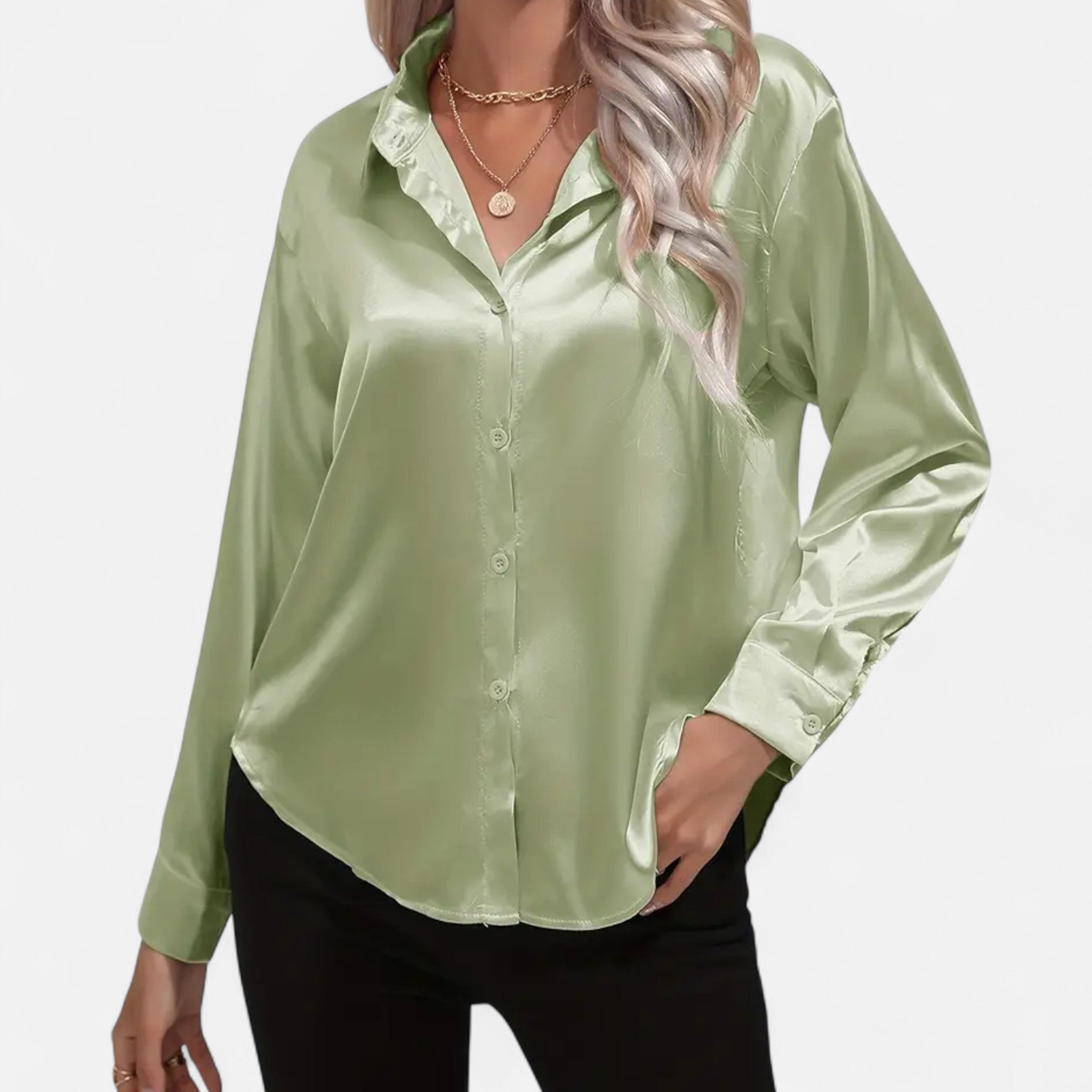 Rolezo | Women’s Satin Long Sleeve Blouse – Subtle Lustre, Enduring Grace